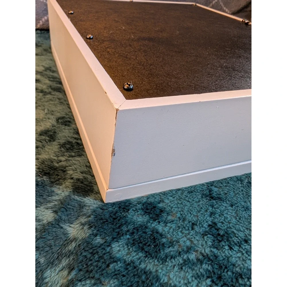 White Wood Shadow Box Display Padded Case Hinged Glass Door 9.25x11 Memory Box